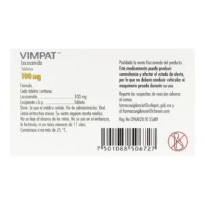 VIMPAT 100 MG - CAJA x 28 TAB REC.