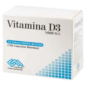 VITAMINA D3 1000 UI - CAJA DISPENSADORA x 100 CAPS BLANDAS EN 10 SOBRES PORTA BLISTER