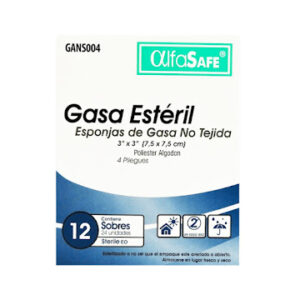 GASA NO TEJIDA ESTERIL ALFA SAFE 3` x 3` (7.5 CM x 7.5 CM) - CAJA x 12 SOBRES x 2 UND C/U