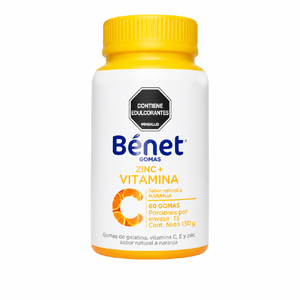 BENET GOMAS ZINC + VITAMINA C - FCO x 60 GOMAS - SABOR NARANJA