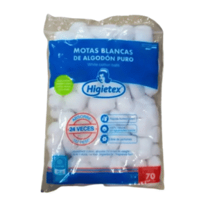 ALGODON PUROS EN MOTAS BLANCAS - BOLSA x 70 MOTAS BLANCAS x 35 G