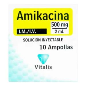 AMIKACINA 500MG/2ML CX10 AMP (VITALIS) - VITALIS