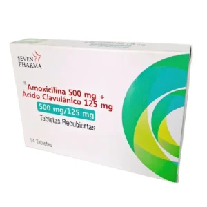 AMOXICILINA 500MG+ACIDO CLAVULANICO 125MG CX14TB RECUBIERTA (HETERO) - SEVEN PHARMA