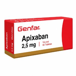 APIXABAN 2.5 MG - CAJA x 60 TAB RECU