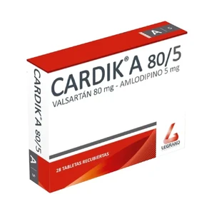 (CARDIK A) VALSARTAN/AMLODIPINO 80 MG/5 MG - CAJA x 30 TAB REC.