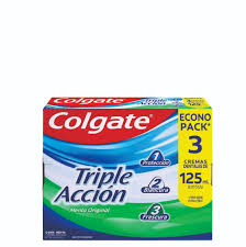CREMA DENTAL COLGATE TRIPLE ACCION ECONO PACK X 3UNDS X125G C/U - COLGATE PALMOLIVE