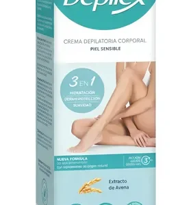 CREMA DEPILATORIA CORPORAL DEPILEX 3 EN 1 PIEL SENSIBLE CON EXTRAC. DE AVENA - CAJA x 200 G + ESPATULA