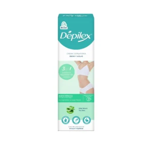 CREMA DEPILATORIA DEPILEX 3 EN 1 BIKINI & AXILAS CON ALOE VERA & TE VERDE - CAJA x 100 G + ESPATULA