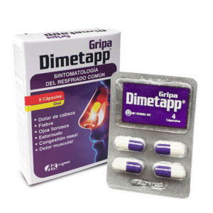 (DIMETAPP GRIPA) ACETAMINOFEN/CAFEINA/FENILEFRINA/CETIRIZINA 500MG/30MG//10MG/5MG - CAJA x 8 CAPS