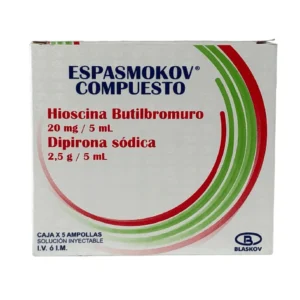 (ESPASMOKOV COMPUESTO) HIOSCINA/DIPIRONA  20 MG/2.5 MG/ML SLN INY - CAJA x 5 AMP x 5 ML