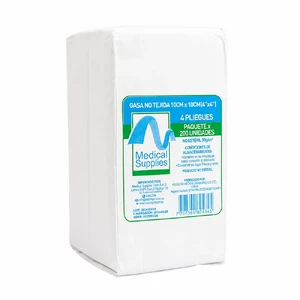 GASA NO TEJIDA 10 x 10 CM (4` x 4`) x 4 PLIEGUES - PQT x 200 UNID