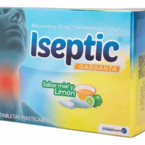 ISEPTIC 10 MG/1.4 MG GARGANTA - CAJA x 12 TAB MASTICABLES - SABOR MIEL LIMON
