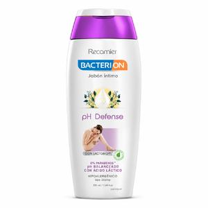 JABON INTIMO BACTERION PH DEFENSE CON LACTOBIO & ACIDO LACTICO HIPOALERG. - FCO x 220 ML