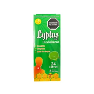 LYPTUS CON EUCALIPTO PROPOLEO MIEL DE ABEJAS - CAJA x 24 SOBRES x 5 DULCES POR SOBRE - SABOR HIERBABUENA