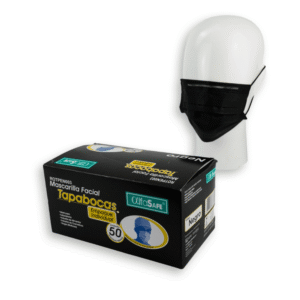 MASCARILLA FACIAL TAPABOCAS NEGRO EN EMPAQ. INDIVID. ALFA SAFE REF: ROTPEN003 - CAJA x 50 UND
