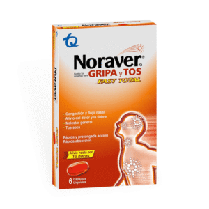 NORAVER GRIPA TOS FAST TOTAL CX 12 CAP (IBUPRO+FENILE+LEVOCETI+DEXTROMET)(TECNOQUIMICAS) - TECNOQUIMICAS