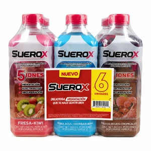 PREPACK x 6 SUEROX BEBIDA ENERGETICA - FCO x 630 ML (2 FRESA-KIWI, 1 MORA-AZUL,1 FRUTOS-ROJOS, 2 UVA)