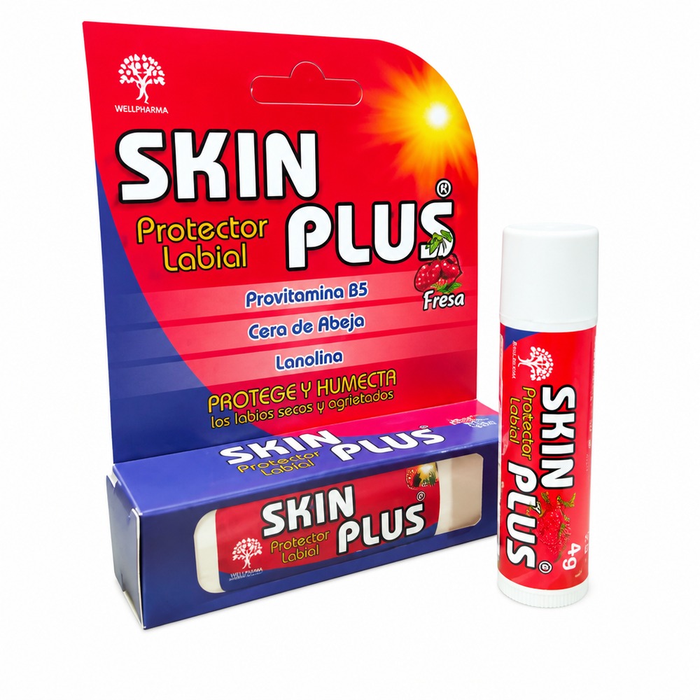 PROTECTOE LABIAL SKIN PLUS CON PROVITAMINA B5 CERA DE ABEJAS & LANOLINA - BARRA x 5 G - SABOR CEREZA