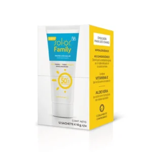 PROTECTOR SOLAR SOLOR FAMILY SPF 50+ EMULSION - CAJA x 12 SACHET x 10 G C/U