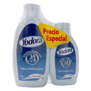 TALCO YODORA ANTIBACTERIAL CON TRICLOSAN - FCO x 120 G + FCO x 90 G - PRECIO ESPECIAL - OFERTA
