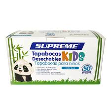 TAPABOCAS DESECHABLE KIDS (NIÑOS) SUPREME AZUL CON ELASTICO EN BOLSA INDIVIDUAL - CAJA x 50 UNIDADES