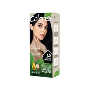 TINTURA COLORISS 1.0 NEGRO NATURAL - CAJA x 50 GR + KIT TINTURA (REVELADOR-TTO POST COLOR-GUANTES)