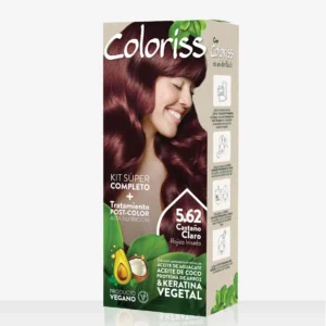 TINTURA COLORISS 5.62 CASTAÑO CLARO CENIZO - CAJA x 50 GR + KIT TINTURA (REVELADOR-TTO POST COLOR-GUANTES)