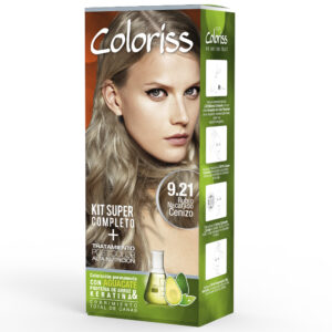 TINTURA COLORISS 9.21 RUBIO NACARADO CENIZO - CAJA x 50 GR + KIT TINTURA (REVELADOR-TTO POST COLOR-GUANTES)