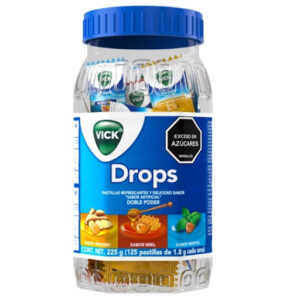 VICK DROPS PASTILLAS MIX MASTICABLE TARRO X 125 UNDS E.I (JENGIBRE-MIEL-MENTOL) - P&G