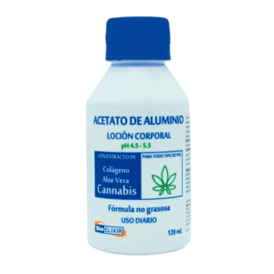 ACETATO DE ALUMINIO LOCION CORPORAL PH 4.5 - 5.5 CON ALOE VERA-COLAGENO-CANNABIS - FCO x 120 ML