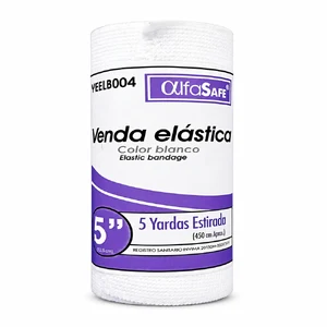 VENDA ELASTICA COLOR BLANCO DE 5` x 5 YDS - BOLSA x 1 ROLLO