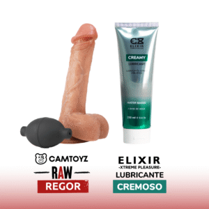 Dildo Eyaculador Regor y Lubricante cremoso Camtoyz | Ecodeseo
