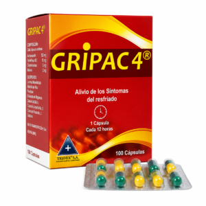 GRIPAC 4 CX100 CAP (ACETAMINOFEN 500MG +CAFEINA 30MG + FENILEFRINA 10MG + CETIRIZINA 5MG)(TRIDEX FARMACEUTICA)